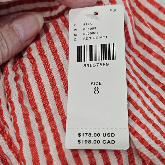 NWT! Maeve Anthropologie Red White Seersucker Midi Slit Skirt Size 8 Preppy - Picture 7 of 10